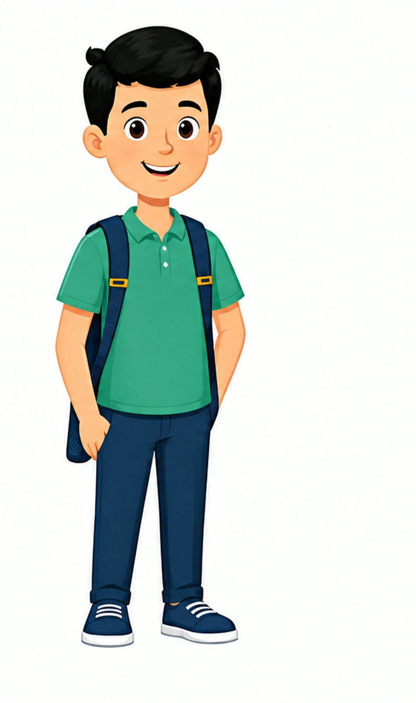 Older school boy with a backpack